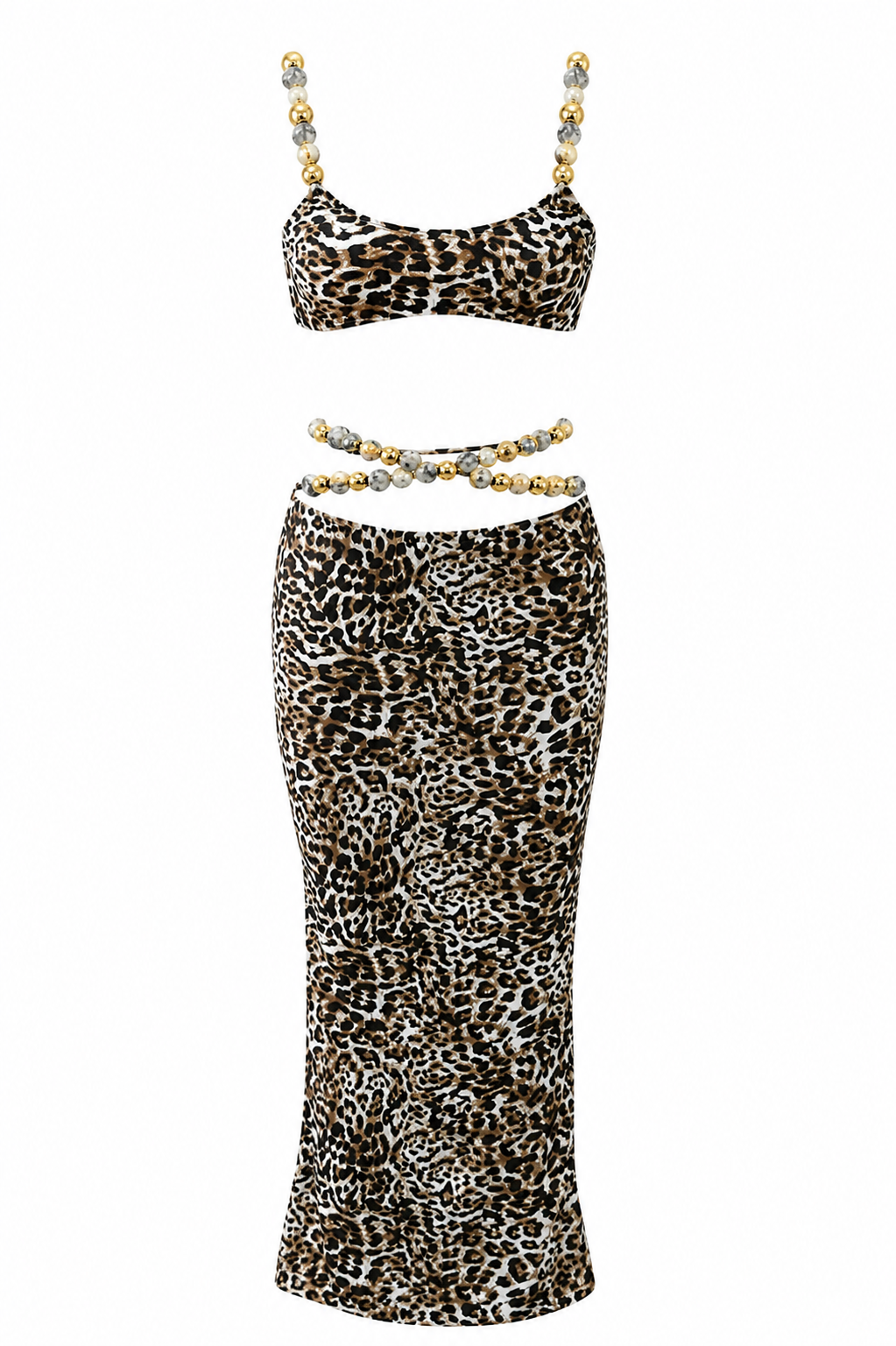 Leopard Bikini Set,Maxi Skirt