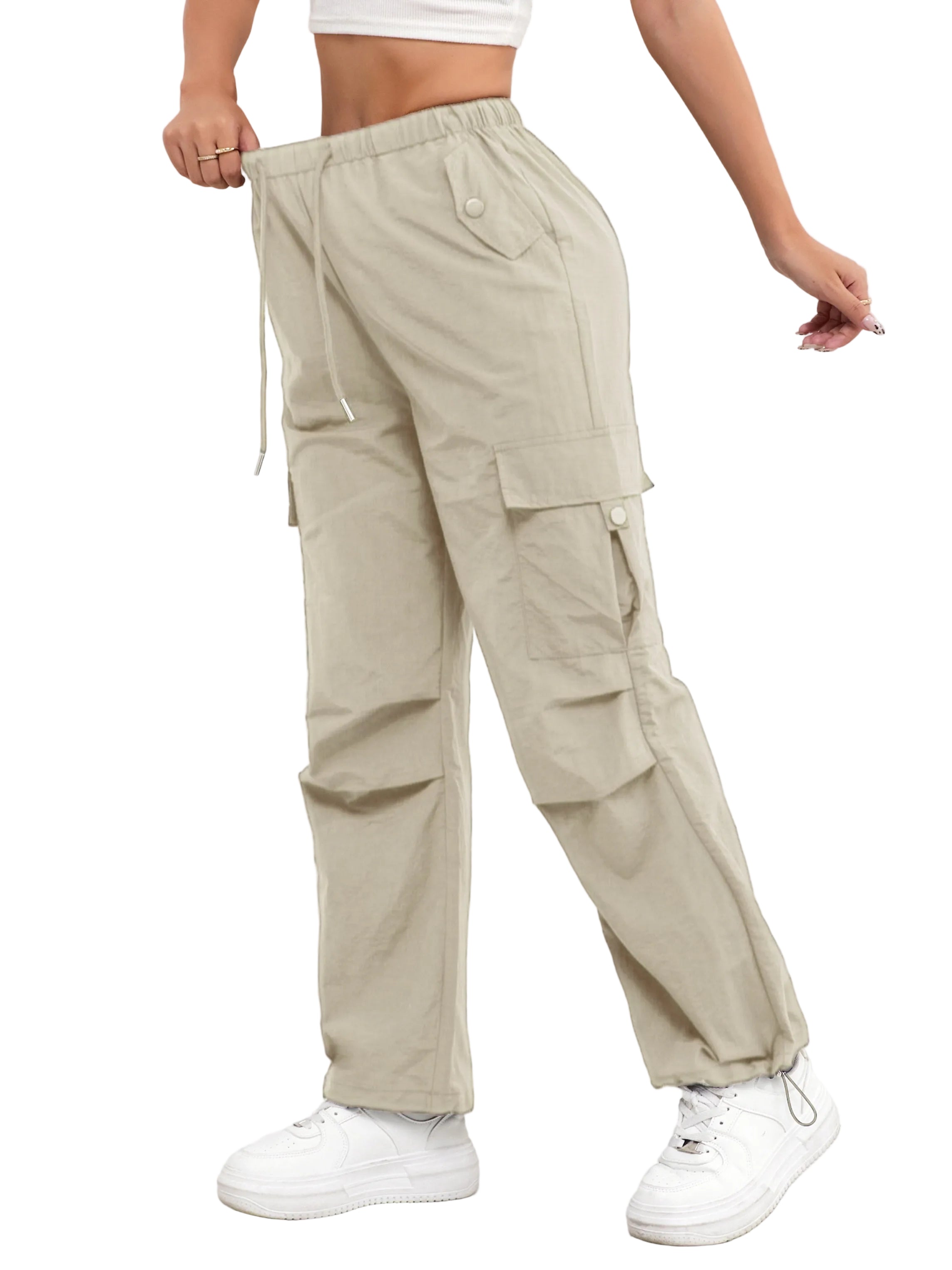 Daisy | Sophisticated Cargo Trousers Drawstring Waist Straight Leg