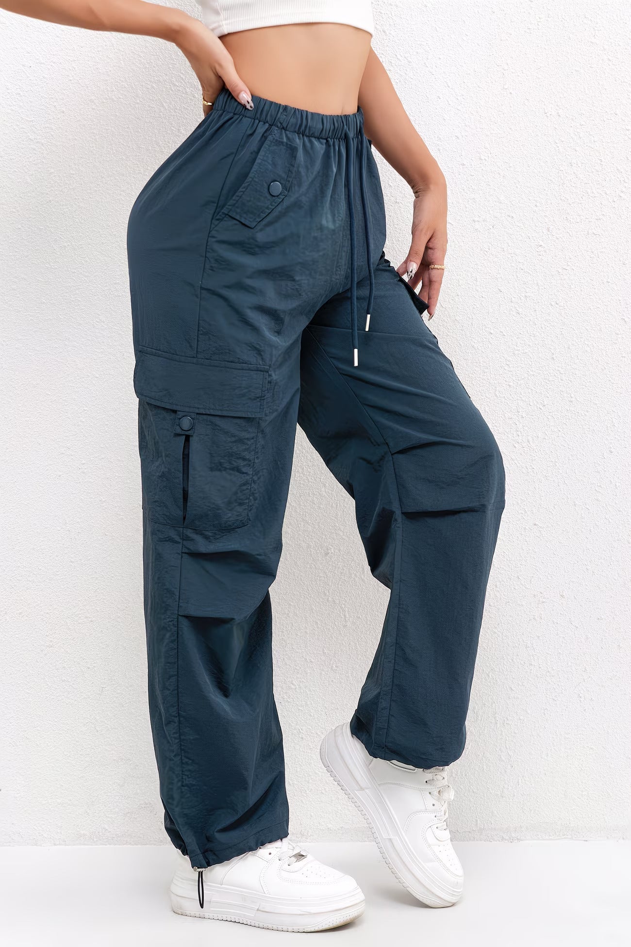 Daisy | Sophisticated Cargo Trousers Drawstring Waist Straight Leg