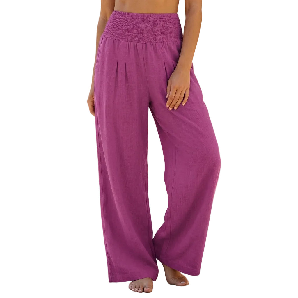 Jorunn | Sophisticated High Waisted Leg Smocked Waist Trousers