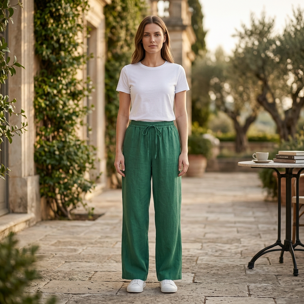 Delphine | Sleek Wide Leg Drawstring Trousers High Waisted