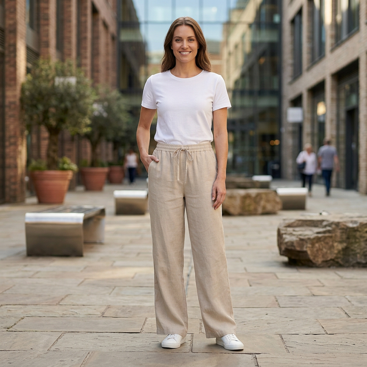 Delphine | Sleek Wide Leg Drawstring Trousers High Waisted