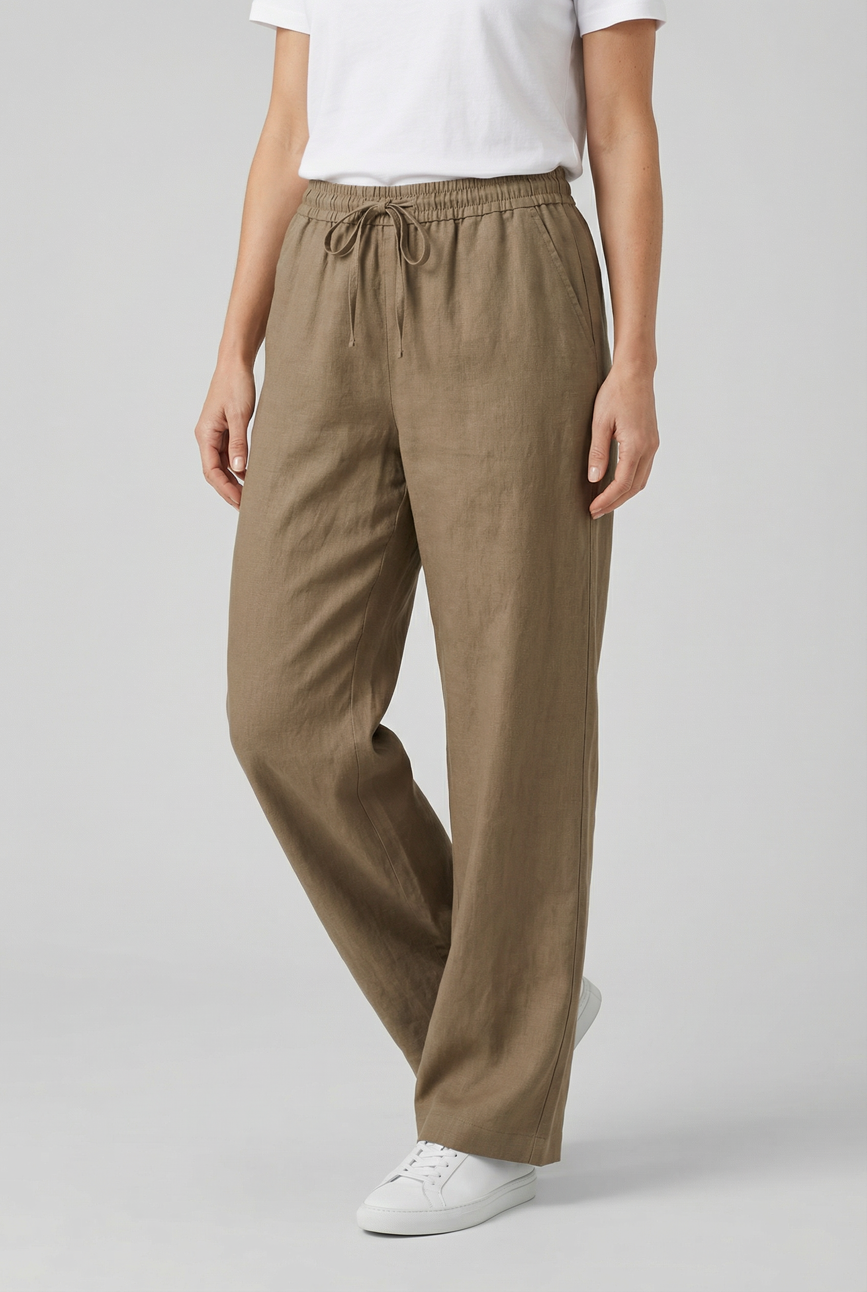 Delphine | Sleek Wide Leg Drawstring Trousers High Waisted