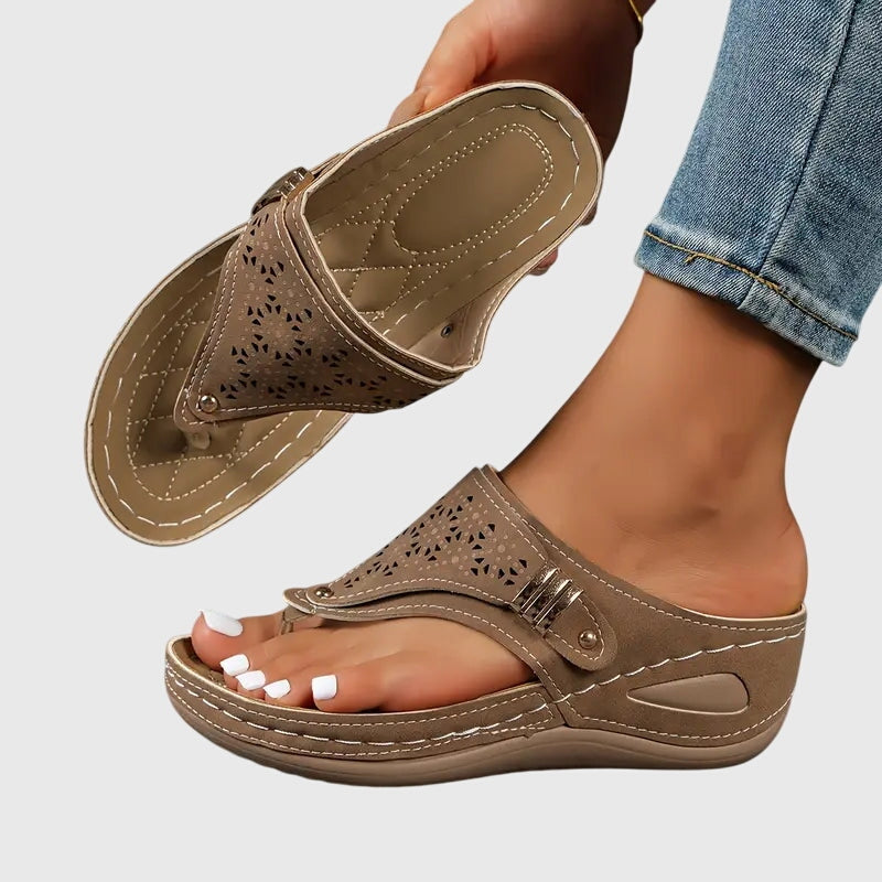 Kerensa | Elegant Embroidered Wedge Sandals