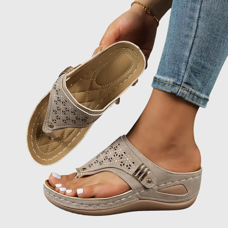 Kerensa | Elegant Embroidered Wedge Sandals