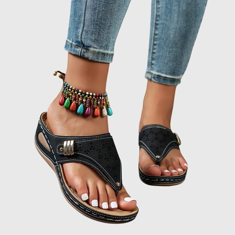 Kerensa | Elegant Embroidered Wedge Sandals