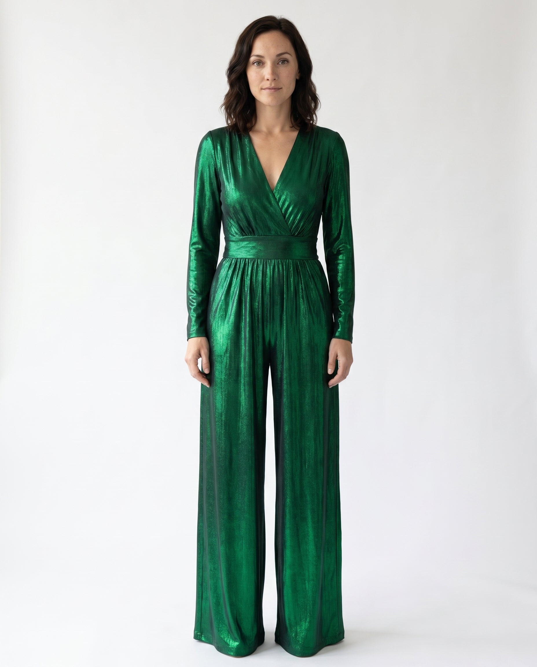 Briallen | Elegant Luxe Shimmer V-Neck Jumpsuit