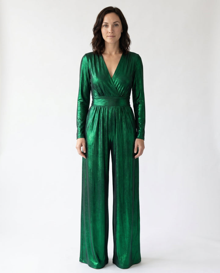 Briallen | Elegant Luxe Shimmer V-Neck Jumpsuit