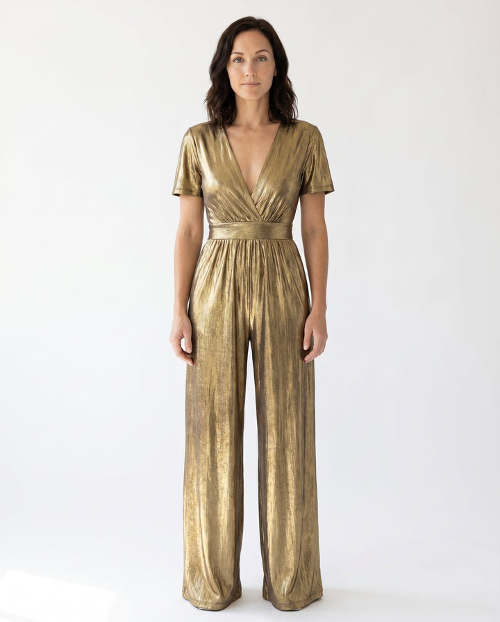 Briallen | Elegant Luxe Shimmer V-Neck Jumpsuit