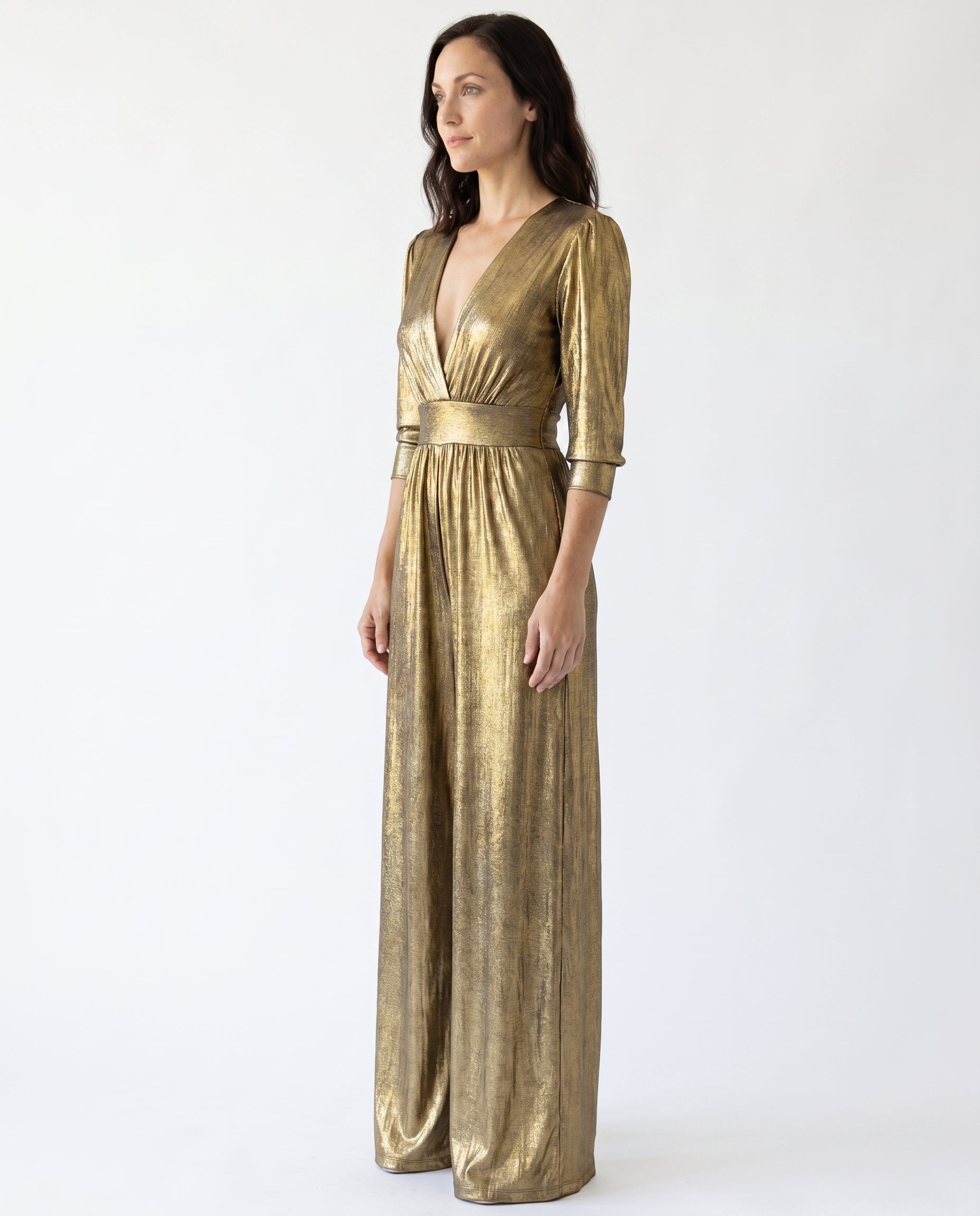 Briallen | Elegant Luxe Shimmer V-Neck Jumpsuit