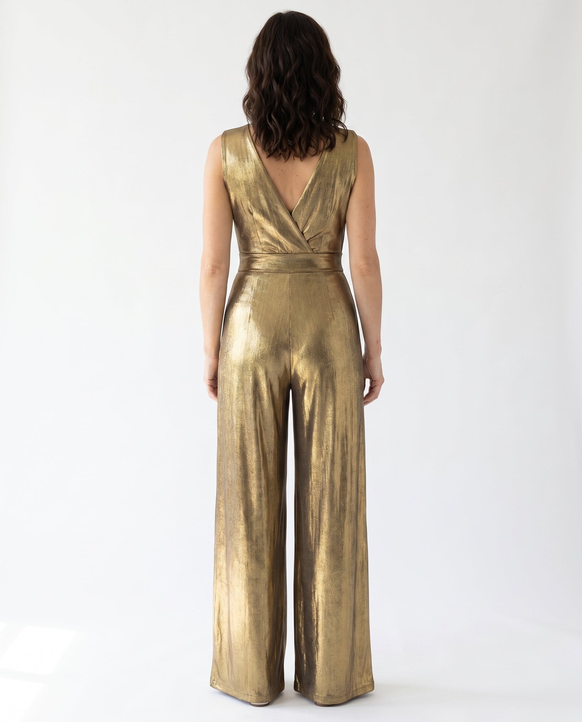 Briallen | Elegant Luxe Shimmer V-Neck Jumpsuit