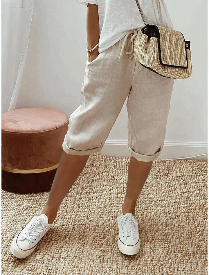 Feodora | Refined Relaxed-Fit Linen Capri Pants