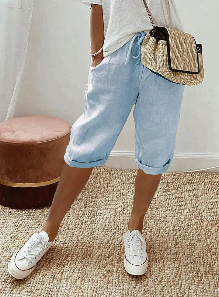 Feodora | Refined Relaxed-Fit Linen Capri Pants
