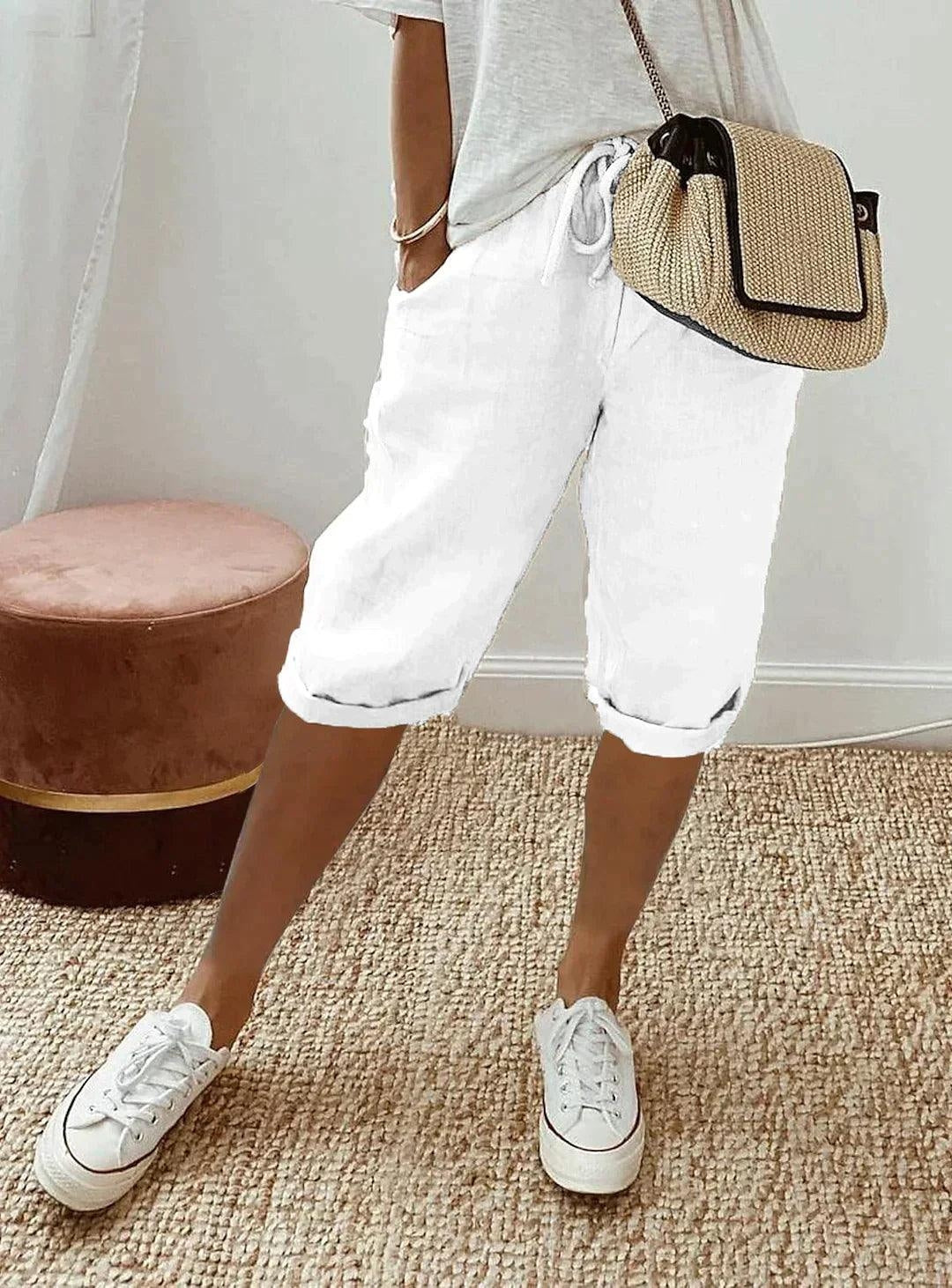 Feodora | Refined Relaxed-Fit Linen Capri Pants