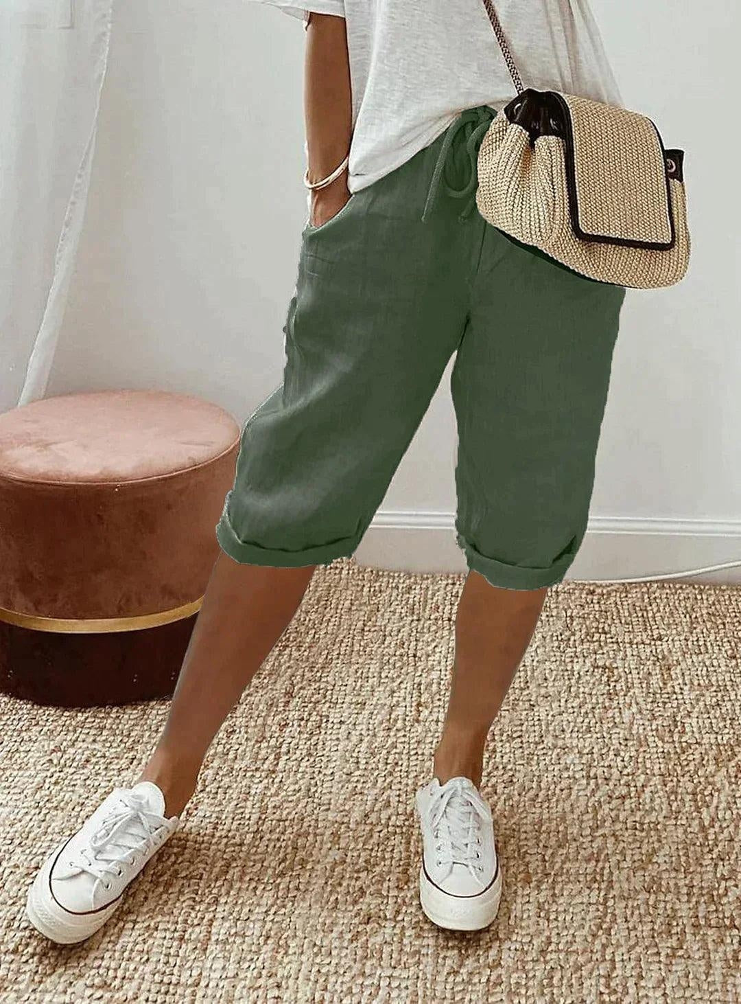 Feodora | Refined Relaxed-Fit Linen Capri Pants