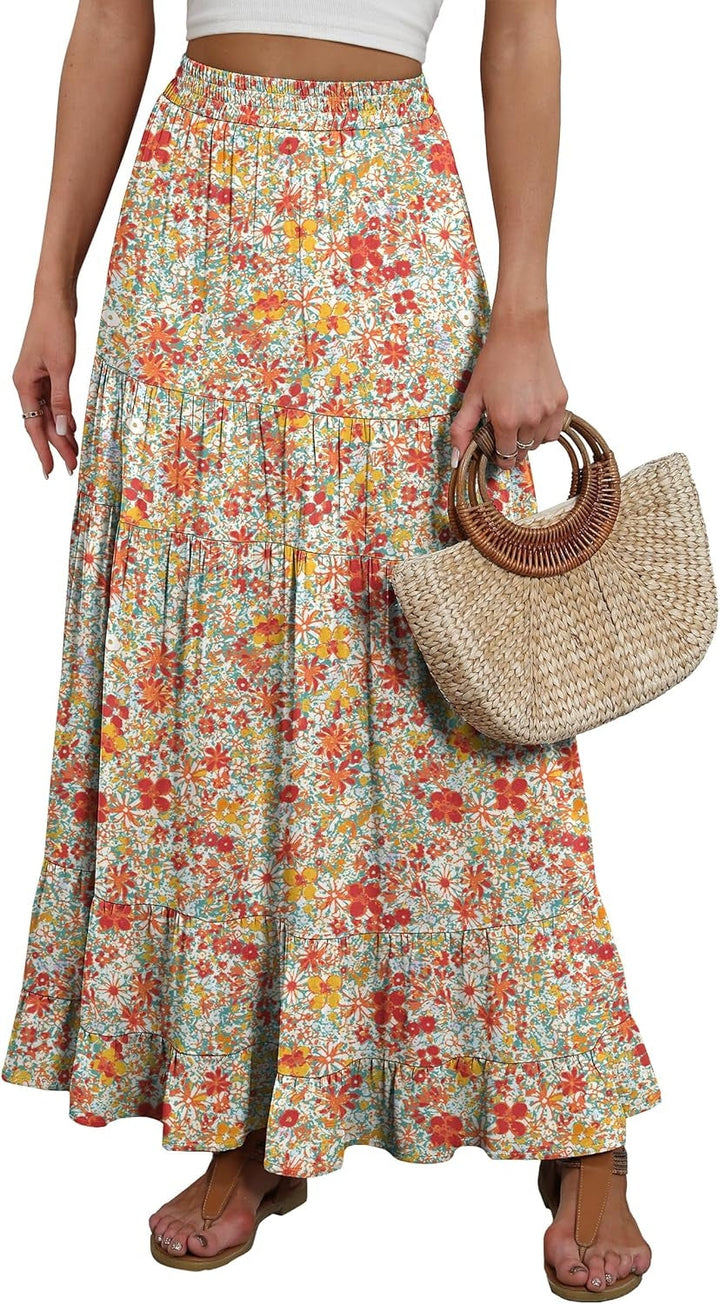 Ilaria | Classic Floral Print Maxi Skirt