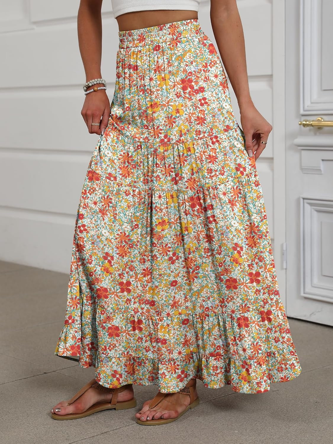 Ilaria | Classic Floral Print Maxi Skirt