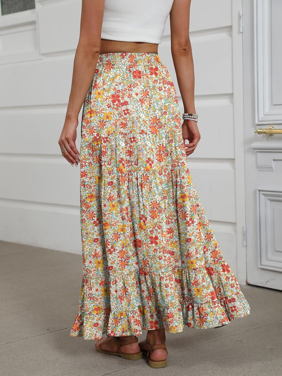 Ilaria | Classic Floral Print Maxi Skirt