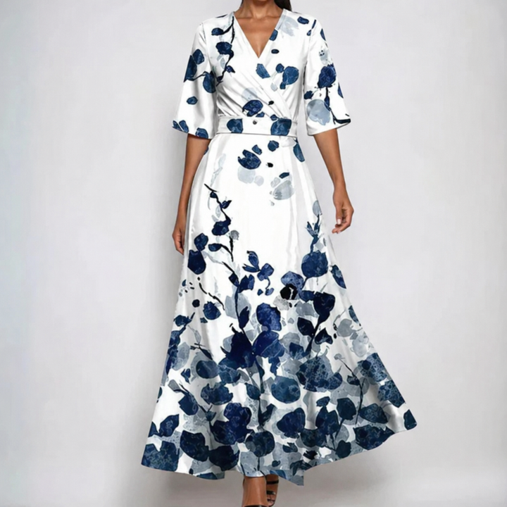 Bramble | Polished Floral Wrap Belted Maxi Dress