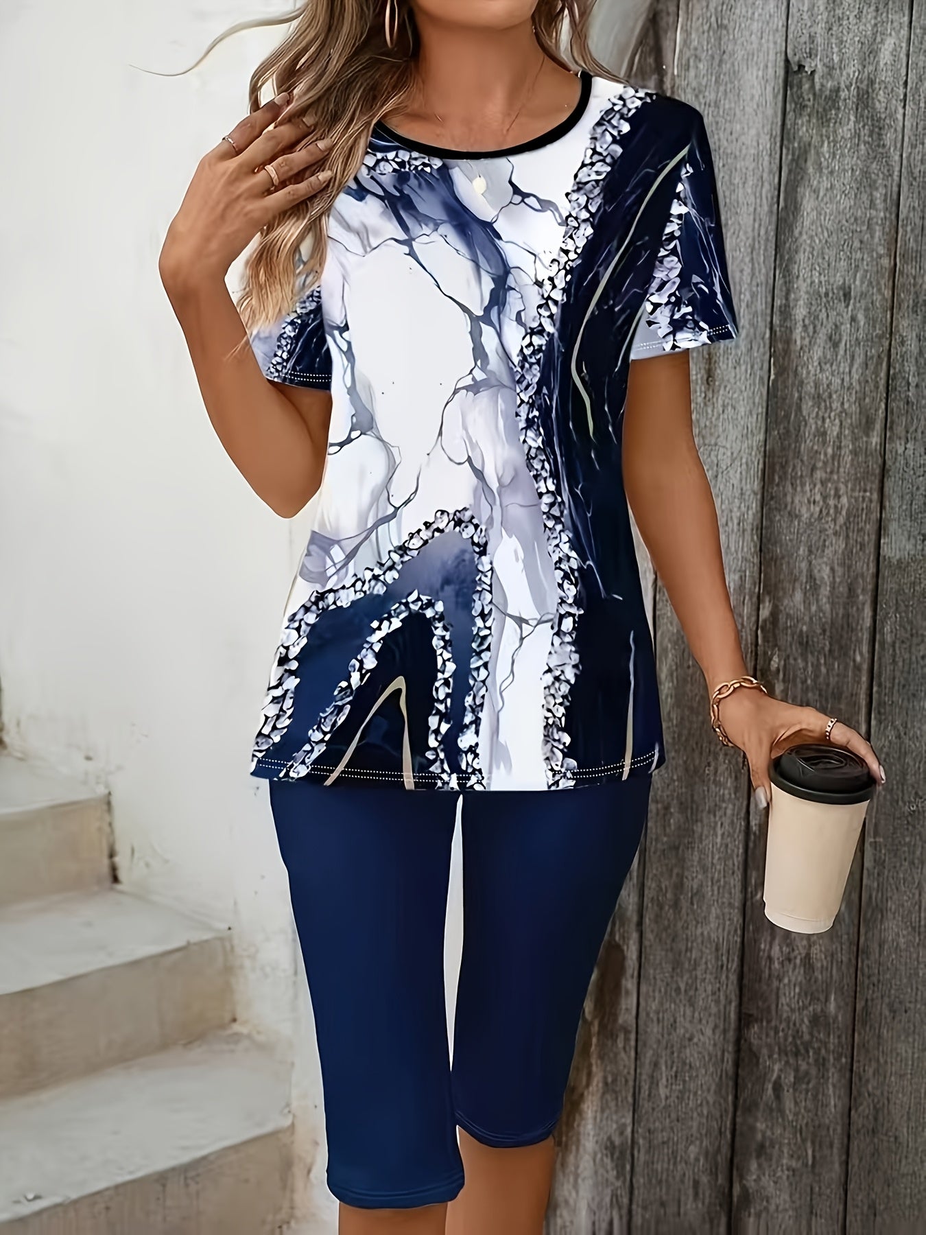 Delphine | Polished Geometric Print Two-Piece Set