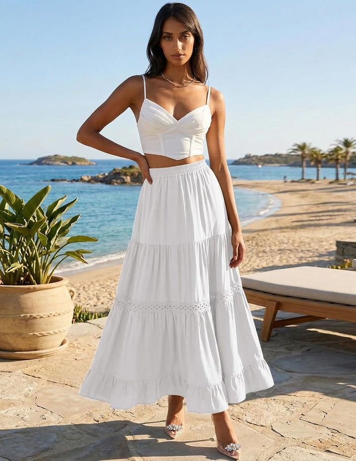 Pandora | Elegant Tiered Cotton Maxi Skirt
