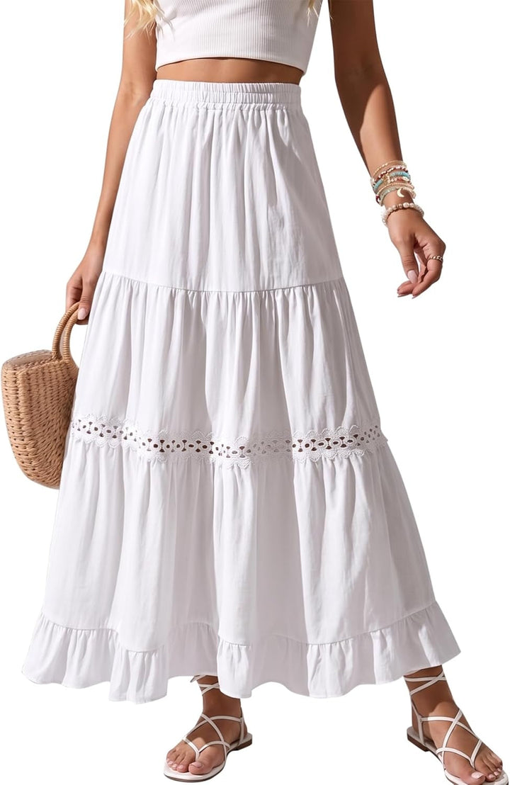 Pandora | Elegant Tiered Cotton Maxi Skirt