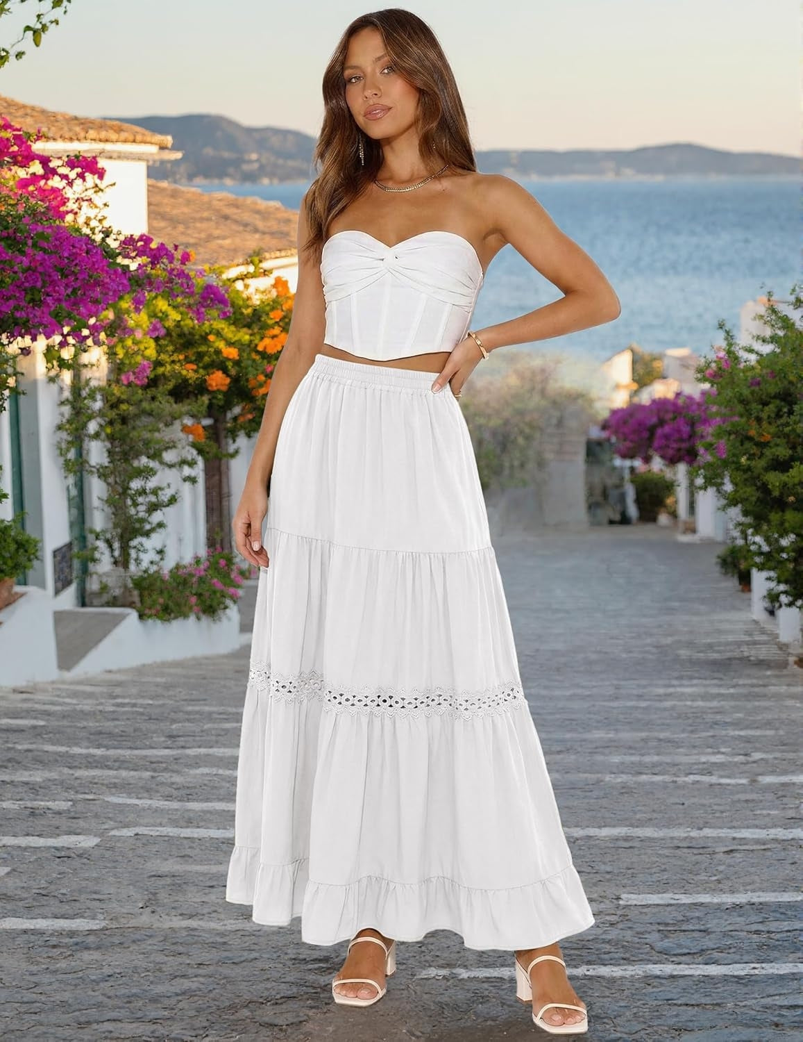 Pandora | Elegant Tiered Cotton Maxi Skirt