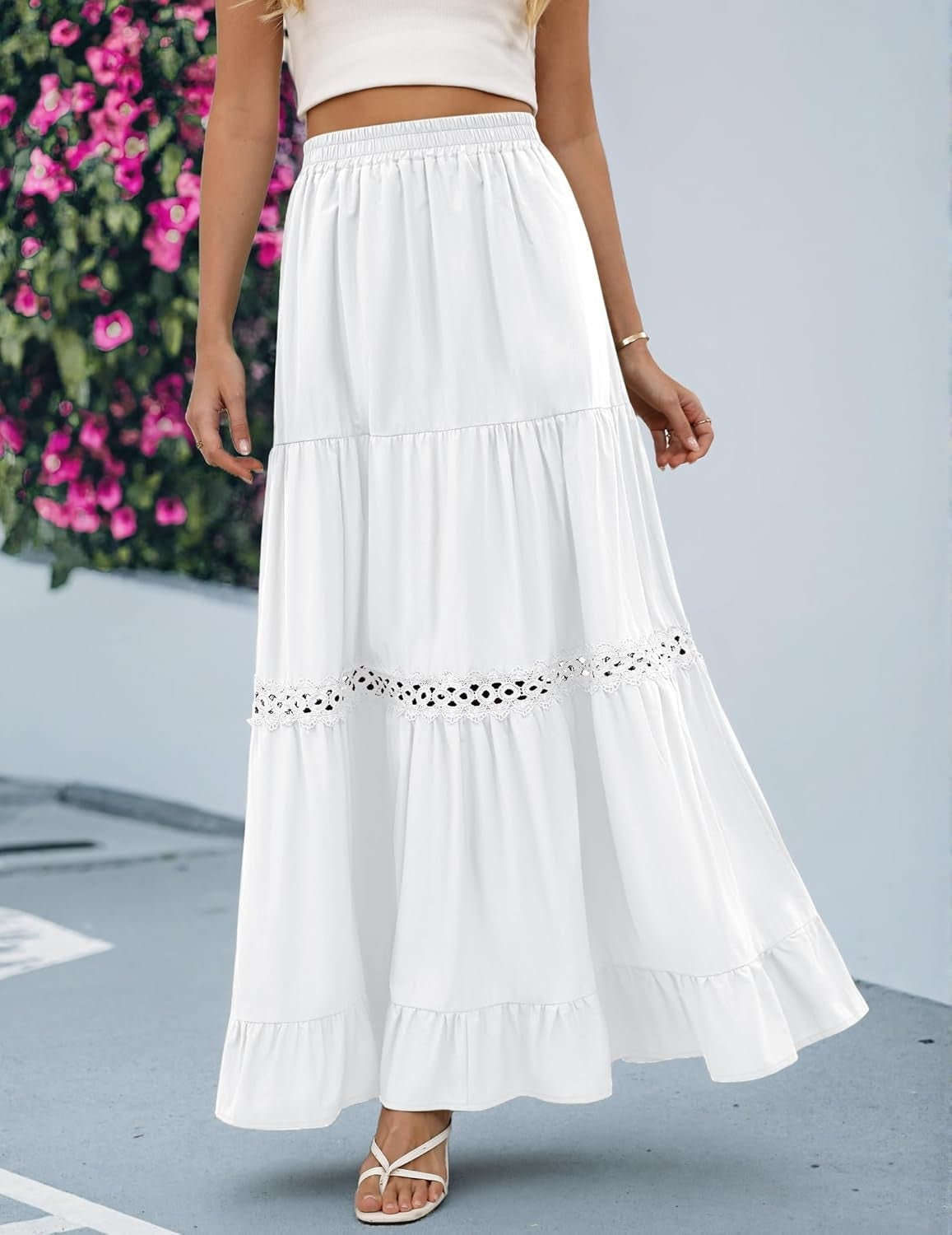 Pandora | Elegant Tiered Cotton Maxi Skirt